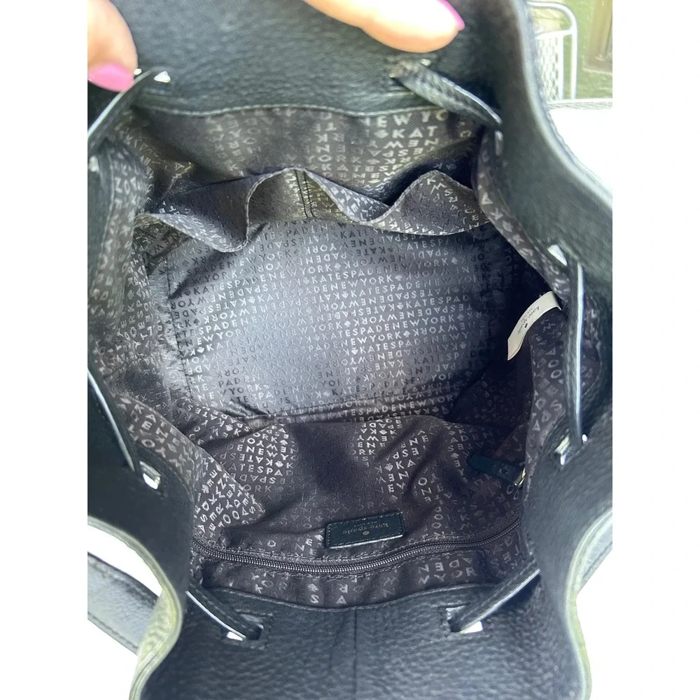 Kate Spade Grey Street Cooper Bucket Bag Black Pebbled Leather Crossbody